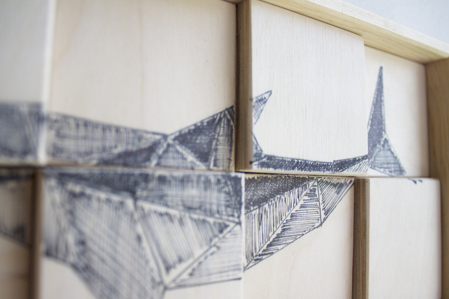 SHARK. Disegno su legno