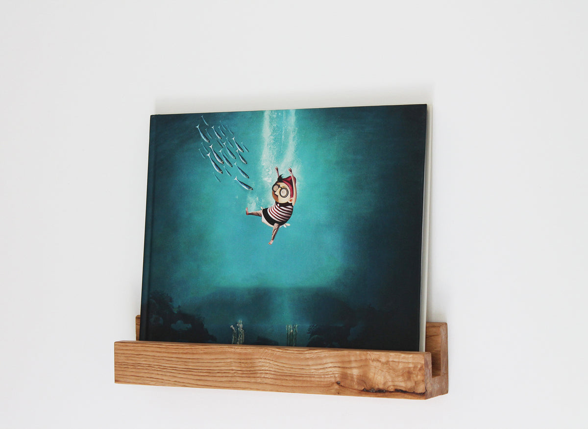 Floating Shelf Organizer in Solid Chestnut Wood