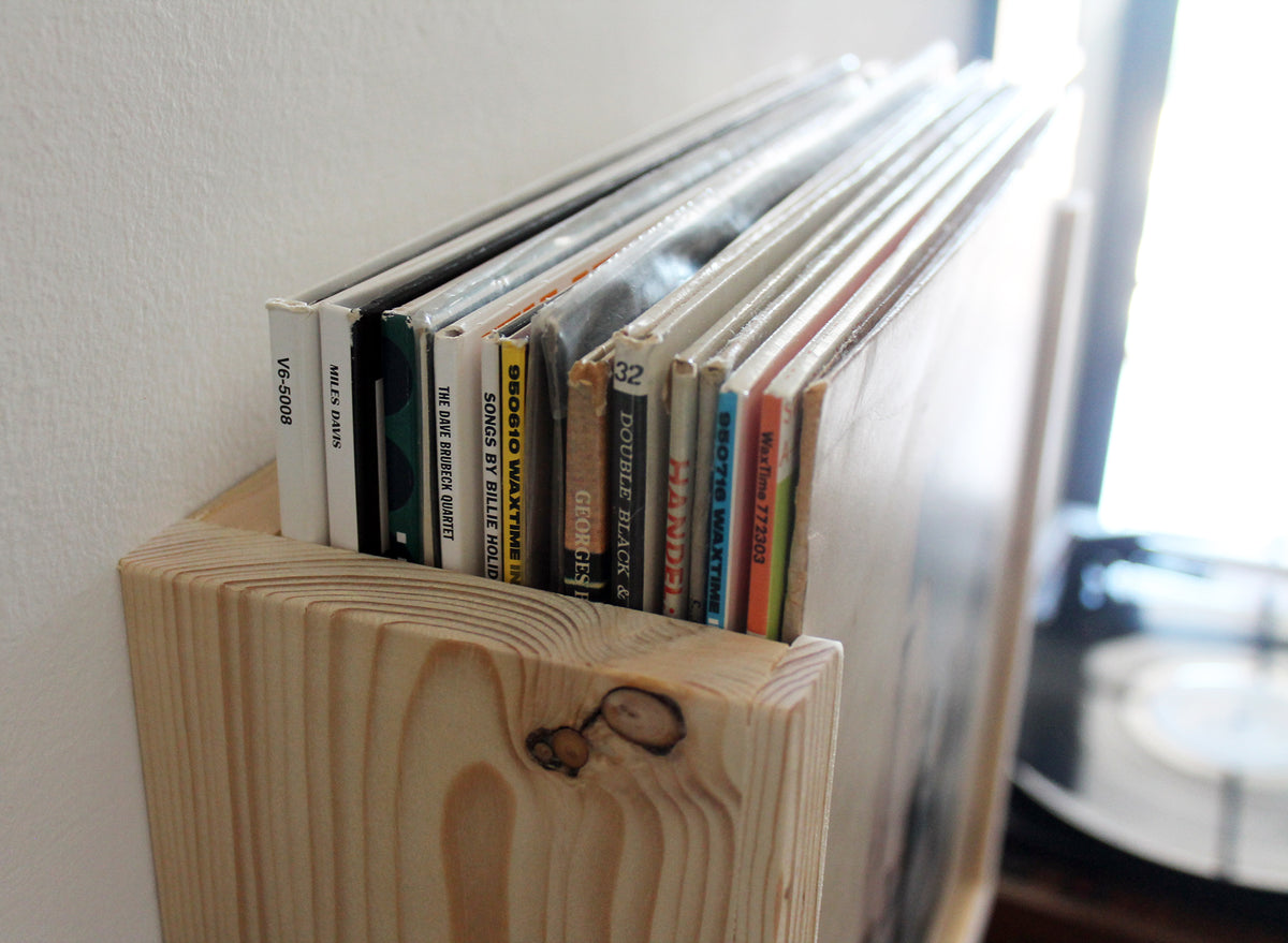 Wooden Wall Mount Vinyl LP Holder | 20 Records Capacity | Bixdesign