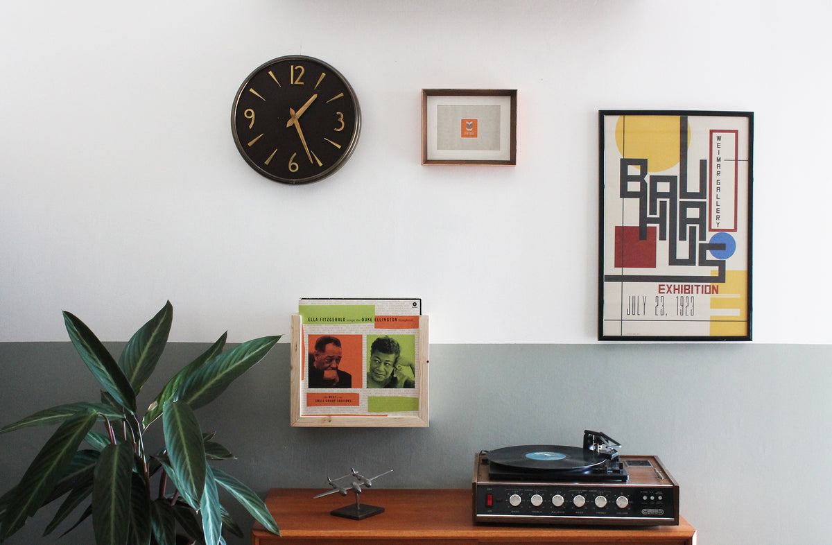 Wooden Wall Mount Vinyl LP Holder | 20 Records Capacity | Bixdesign