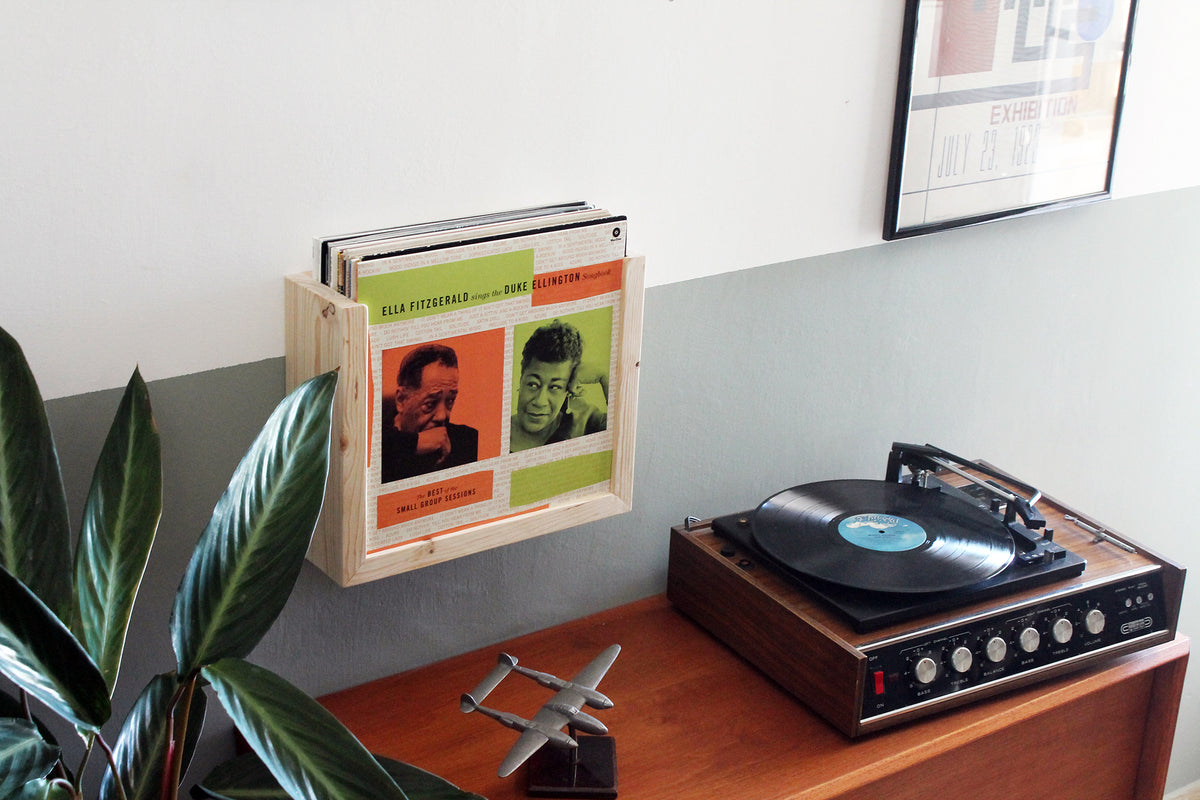 Wooden Wall Mount Vinyl LP Holder | 20 Records Capacity | Bixdesign