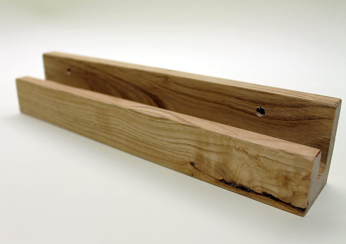 Floating Shelf Organizer in Solid Chestnut Wood