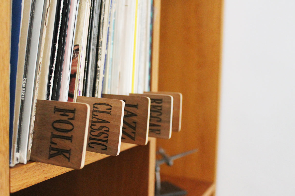 Wooden Vinyl Record Dividers | LP Collection Organization | Bixdesign