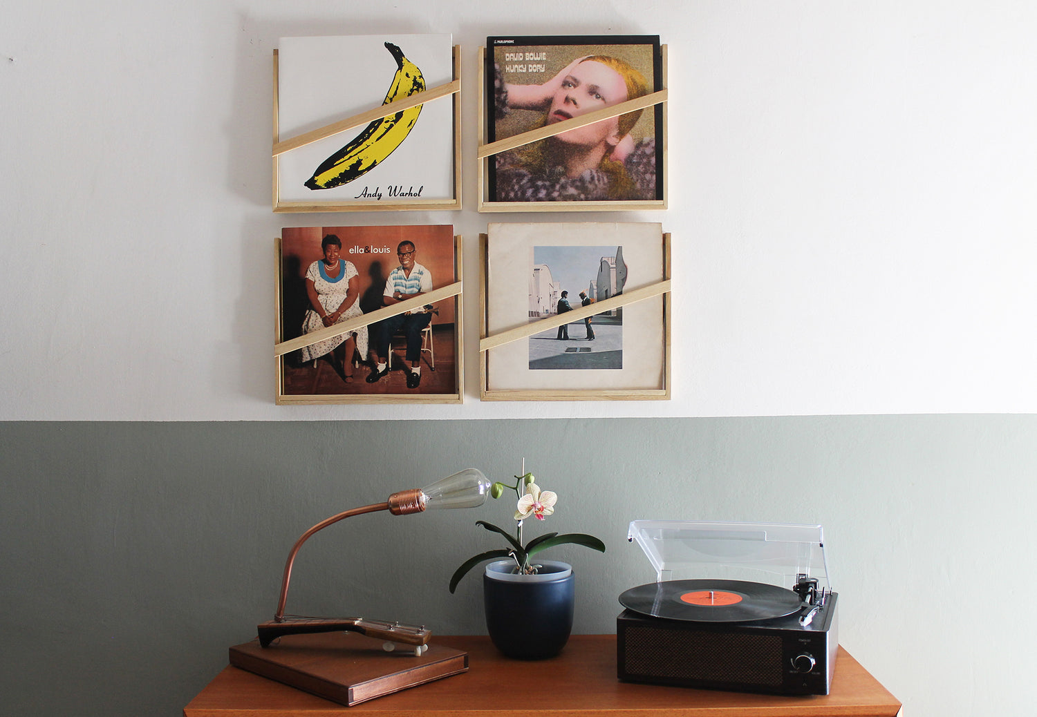 Mensola porta vinili LP da parete in legno. Contenitore dischi in vini –  Bixdesign