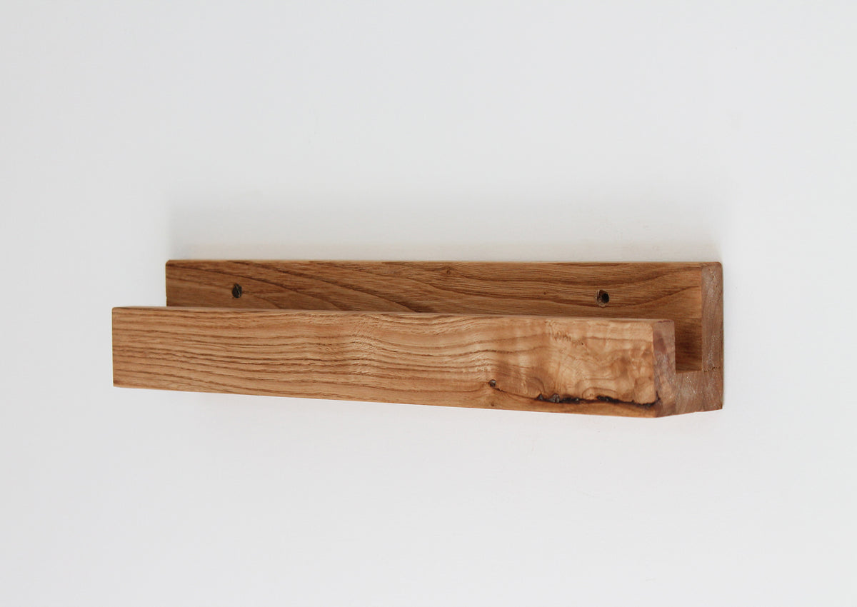 Floating Shelf Organizer in Solid Chestnut Wood