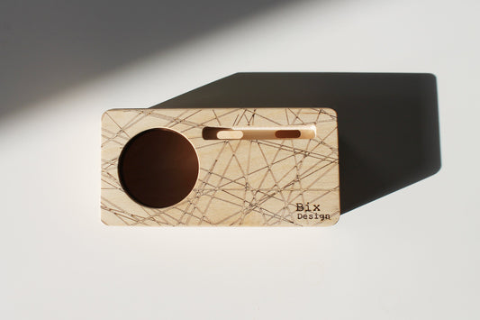 Supporto per telefono. Amplificatore naturale per smartphone. Altoparlante ecologico in legno. mod. SYNAP. Bixdesign